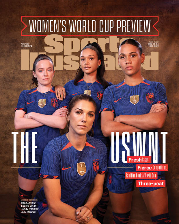 USWNT players Alex Morgan, Rose Lavelle, Sophia Smith and Trinity Rodman pose on the cover of Sports Illustrated.
