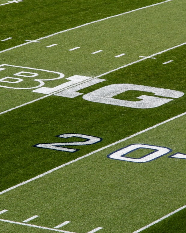 A general view of the Big Ten logo prior to the game between the Buffalo Bulls and the Penn State Nittany Lions at Beaver Stadium.