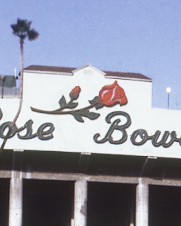 The Rose Bowl Stadium in Pasadena, arguably the most important place in college football history.