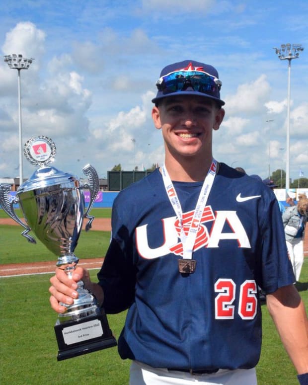Brayden Taylor with his bronze medal with Team USA