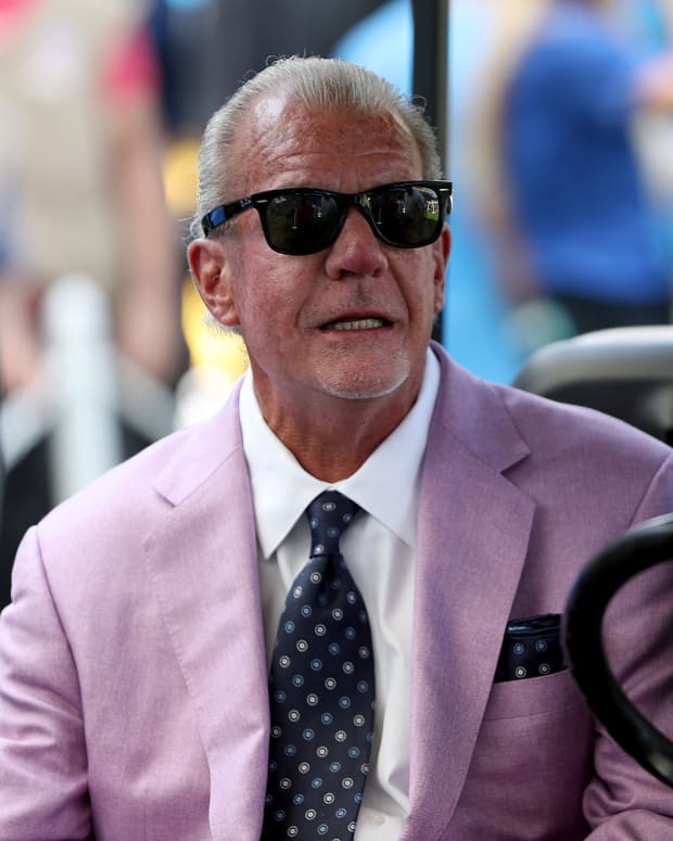 Indianapolis Colts owner Jim Irsay before the start of their game against the Los Angeles Chargers at Dignity Health Sports Park in Carson, CA., on Sunday, Sept., 8, 2019. Indianapolis Colts Play The Los Angeles Chargers In Their Nfl Season Opener