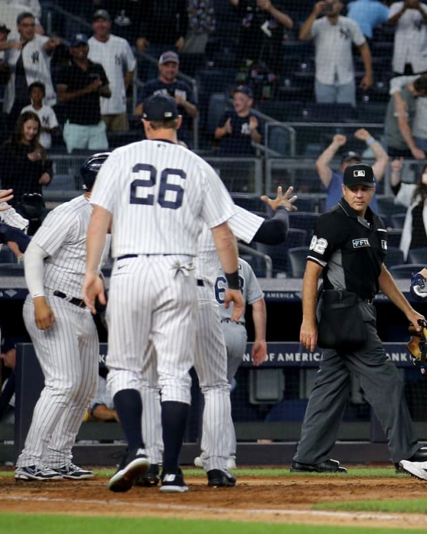 New York Yankees DH Josh Donaldson celebrates walk-off grand slam