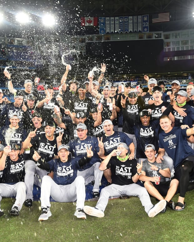 New York Yankees celebrate clinching AL East title