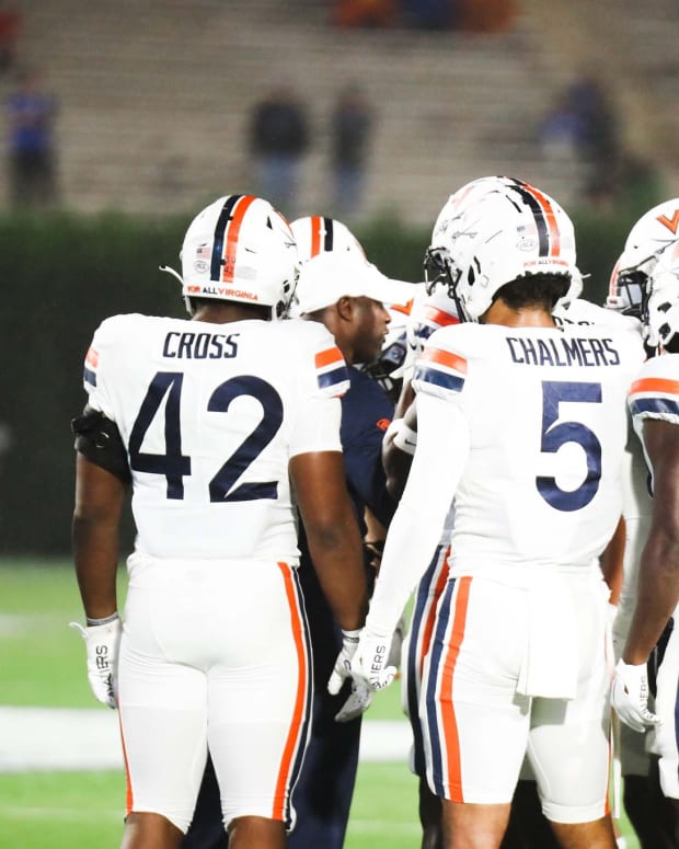 Virginia Cavaliers special teams unit during the game against the Duke Blue Devils.