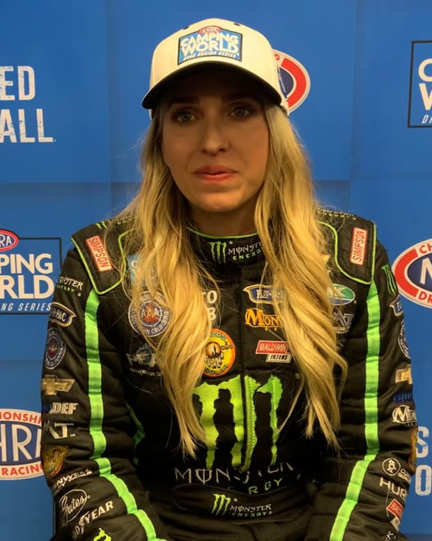The NHRA's new 2022 Top Fuel champion, Brittany Force. Photo courtesy NHRA.