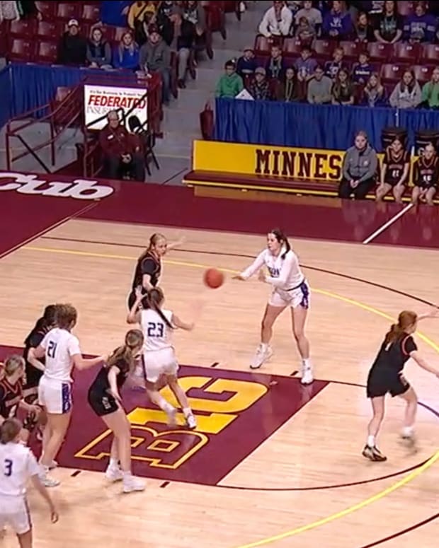 Goodhue takes on Underwood in a Class A semifinal during the 2024 Minnesota state girls basketball tournament on Friday, March 15, 2024, at Williams Arena in Minneapolis.