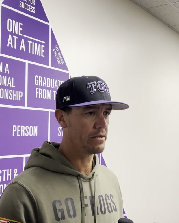 WATCH! TJ Bruce Speaks With The Media After Kirk Saarloos Was Ejected During the 7-3 TCU Victory Over UTA