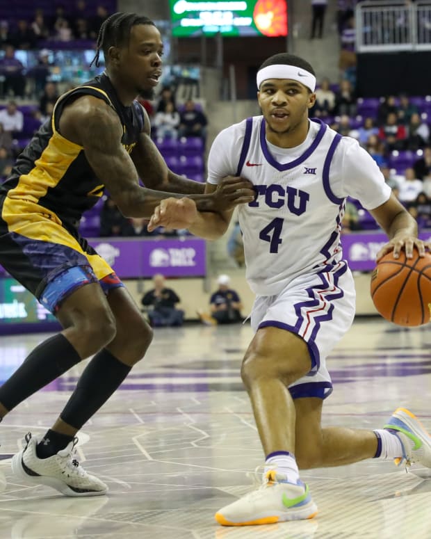 TCU's Jameer Nelson Jr in the game against Texas A&M Commerce.