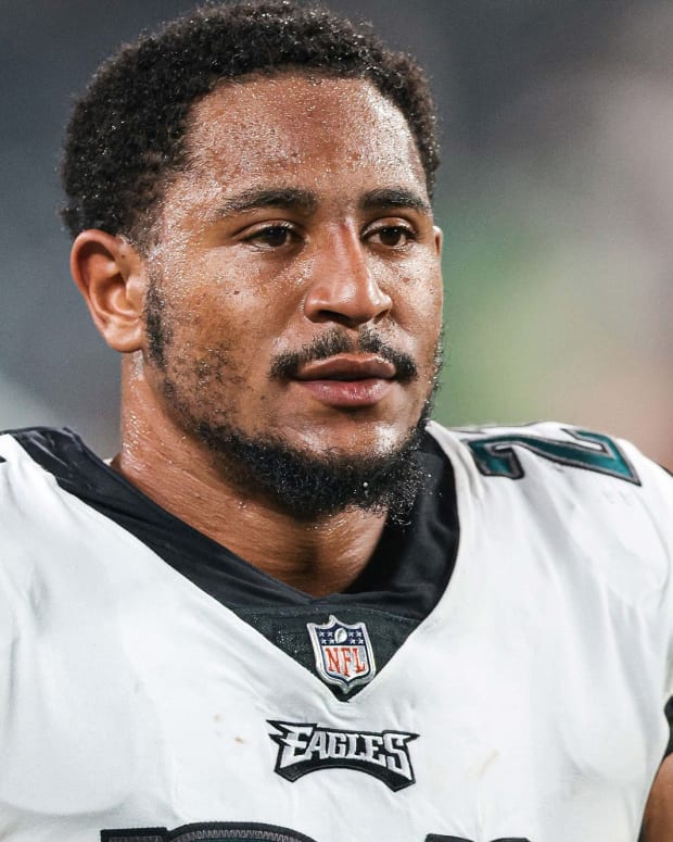 Philadelphia Eagles defensive back Andrew Adams (21) after the game against the New York Jets at MetLife Stadium.