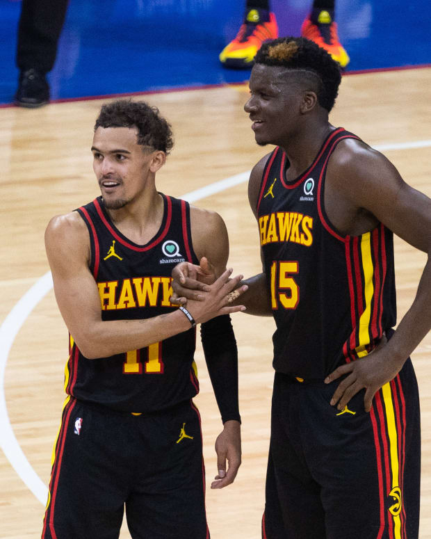 Atlanta Hawks starters Trae Young and Clint Capela participated in a star-studded scrimmage in Los Angeles on August 16, 2022.