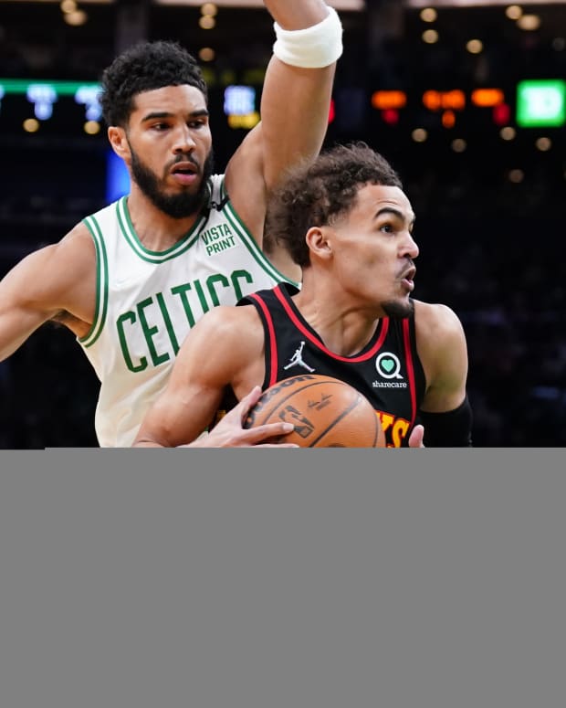 Atlanta Hawks guard Trae Young scrimmaged with Boston Celtics forward Jayson Tatum and other NBA All-Stars on Friday, August 12.