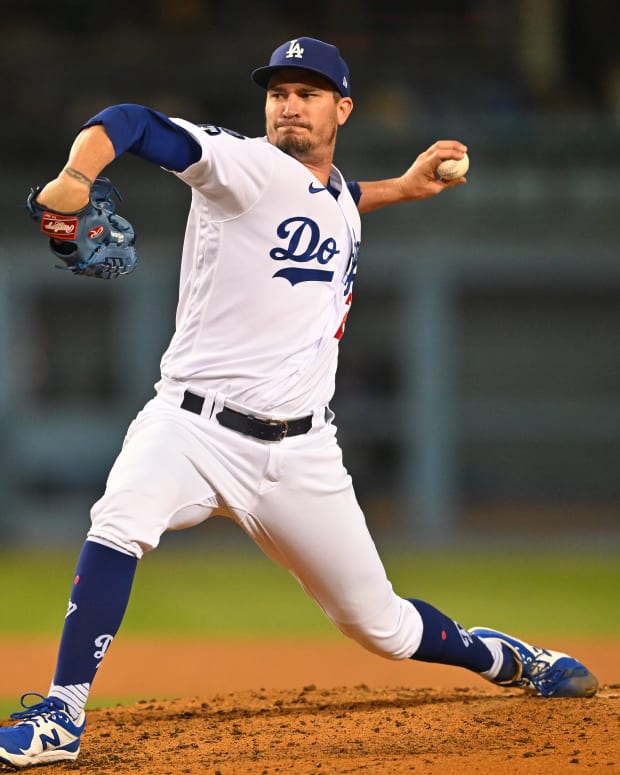 Oct 4, 2022; Los Angeles, California, USA; Los Angeles Dodgers starting pitcher Andrew Heaney (28) throws to the plate in the seventh inning against the Colorado Rockies at Dodger Stadium. Mandatory Credit: Jayne Kamin-Oncea-USA TODAY Sports