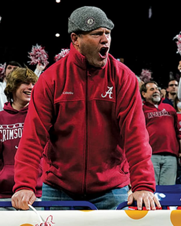 Alabama fan from 2021-22 national title game vs. Georgia. The Bulldogs, led by quarterback Stetson Bennett, won the championship after losing to the Crimson Tide in the SEC championship game.