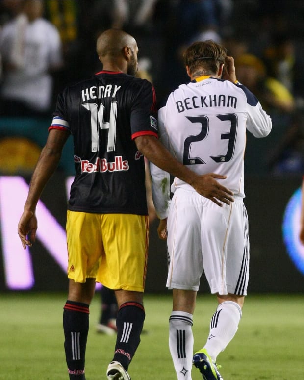 MLS legends Thierry Henry and David Beckham pictured in 2011