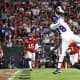 Nov 22, 2021; Tampa, Florida, USA; New York Giants offensive tackle Andrew Thomas (78) scores a touchdown against the Tampa Bay Buccaneers during the second quarter at Raymond James Stadium.