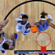 Apr 2, 2022; New Orleans, LA, USA; Duke Blue Devils center Mark Williams (15) and North Carolina Tar Heels forward Armando Bacot (5) go for a rebound during the first half in the 2022 NCAA men's basketball tournament Final Four semifinals at Caesars Superdome. Robert Deutsch-USA TODAY Sports