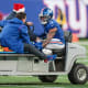 Dec 19, 2021; East Rutherford, New Jersey, USA; New York Giants wide receiver Sterling Shepard (3) is driven off of the field after an injury during the second half against the Dallas Cowboys at MetLife Stadium.