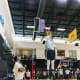 Christian Koloko, now of the Toronto Raptors, performs the vertical jump at the 2018 Basketball Without Borders camp in Los Angeles