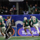 Dec 16, 2023; Atlanta, GA, USA; Florida A&amp;M Rattlers linebacker Isaiah Major (0) reacts after an interception against the Howard Bison in the second half at Mercedes-Benz Stadium.&nbsp;
