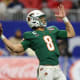 Dec 16, 2023; Atlanta, GA, USA; Florida A&amp;M Rattlers quarterback Jeremy Moussa (8) throws a pass against the Howard Bison in the first half at Mercedes-Benz Stadium.