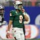 Dec 16, 2023; Atlanta, GA, USA; Florida A&amp;M Rattlers quarterback Jeremy Moussa (8) reacts after a safety against the Howard Bison in the first half at Mercedes-Benz Stadium.