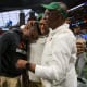 Dec 16, 2023; Atlanta, GA, USA; Florida A&amp;M Rattlers head coach Willie Simmons celebrates with staff against the Howard Bison in the second half at Mercedes-Benz Stadium.