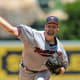 Jul 24, 2013; Anaheim, CA, USA; Minnesota Twins starting pitcher Mike Pelfrey (37) during the game against the Los Angeles Angels at Angel Stadium. Mandatory Credit: Jayne Kamin-Oncea-USA TODAY Sports  