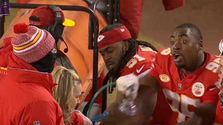 Chris Jones in an earlier emotional Chiefs sideline moment