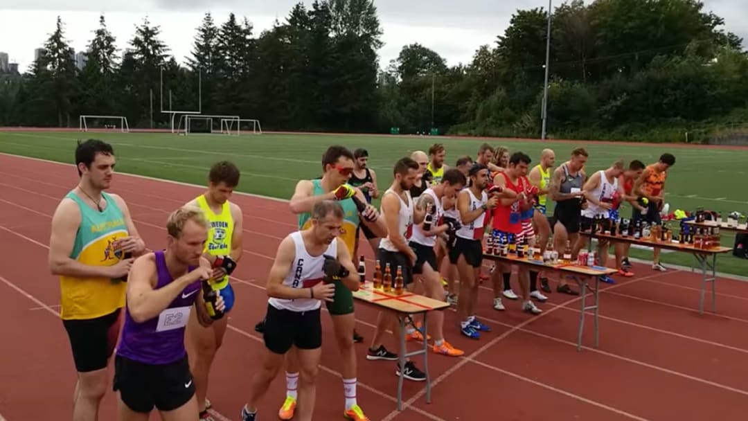 Watch: Beer Mile World Record Holder Runs 4:24.4 Beer Mile, Breaks Record By 9 Seconds But DQ'ed