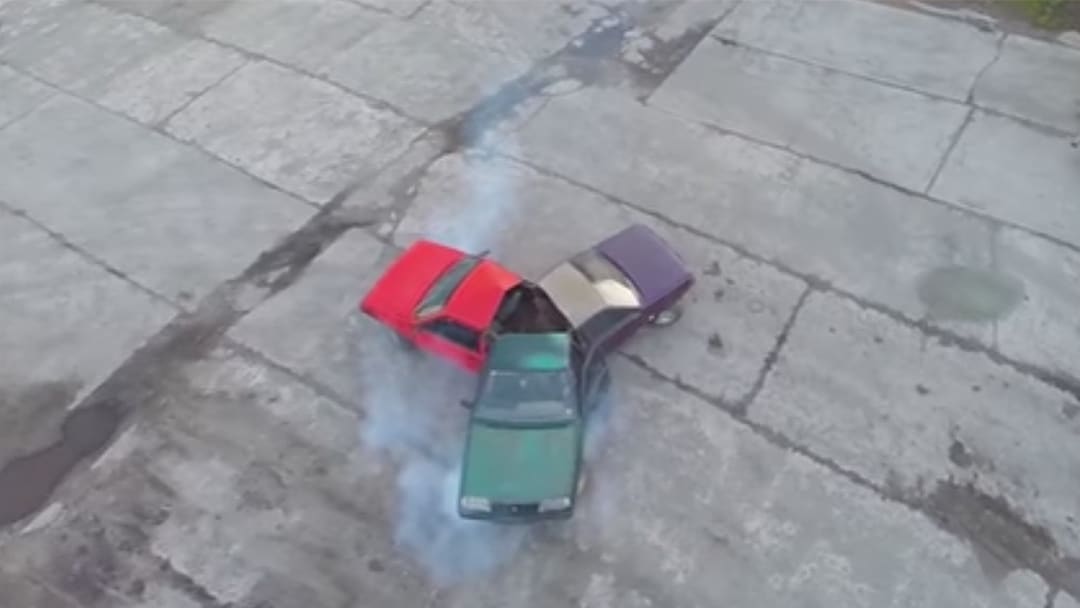 Check out this gigantic fidget spinner made from old junkyard cars