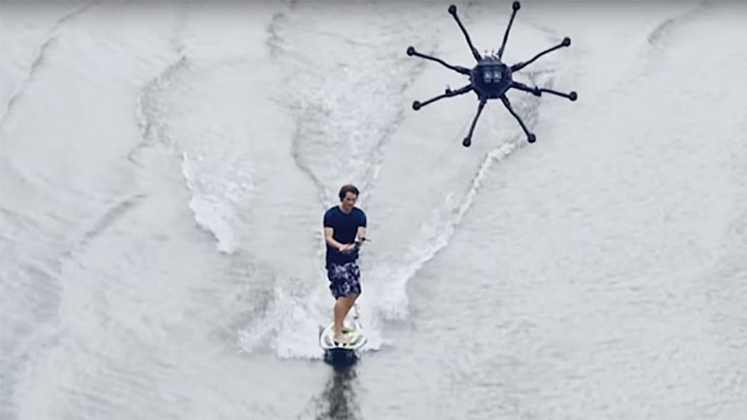 A new sport called dronesurfing takes first flight