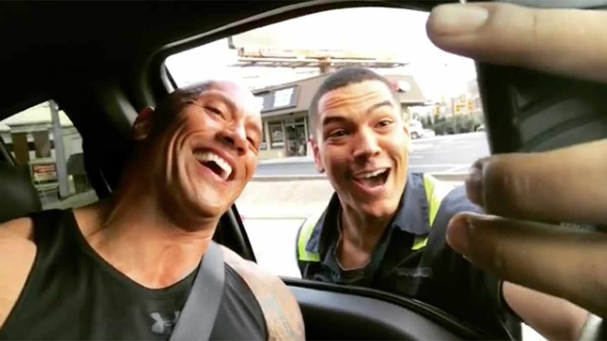 The Rock; Instagram video of selfie with fan - Sports Illustrated, image size:1200x675