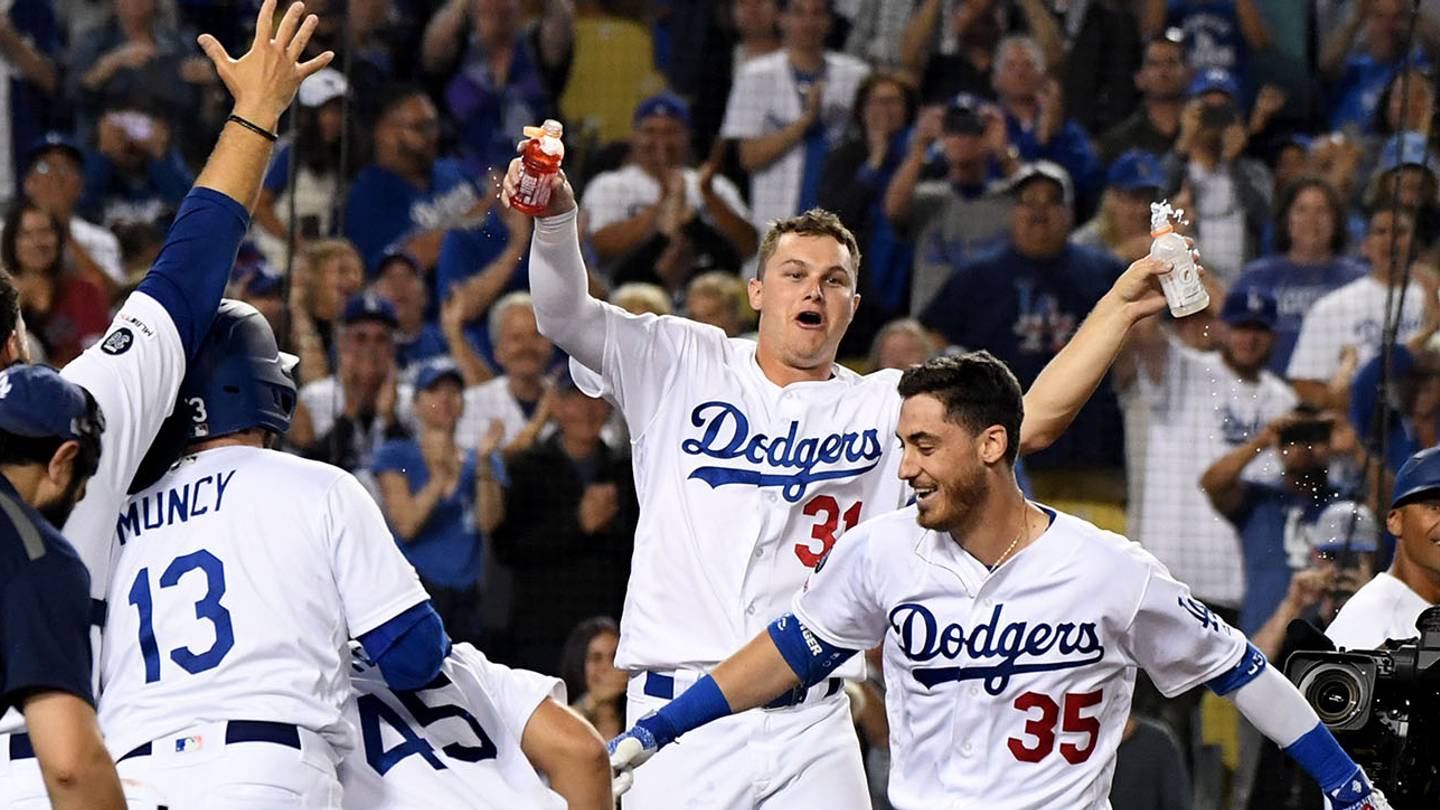 The Dodgers celebrating a previous NL West division title win