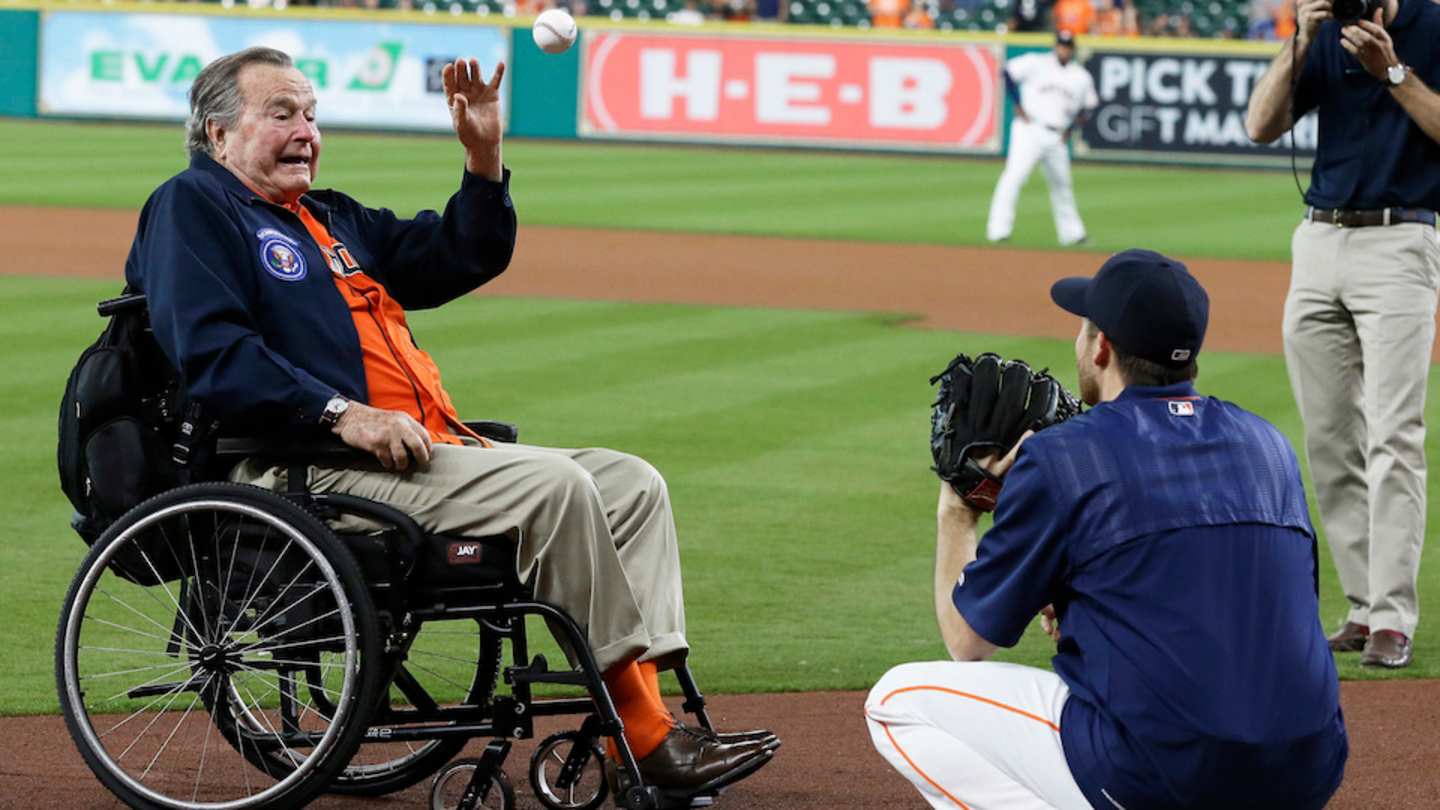 Houston Astros: George H.W. Bush throws out first pitch video - Sports ...