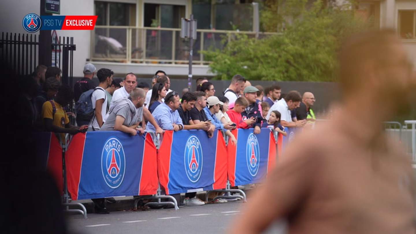 Behind the scenes teams and fans arriving at Parc des Princes Soccer