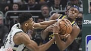 Watch Myles Turner Block Giannis Antetokounmpo's Shot Off The Glass In The Bucks-Pacers Game