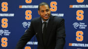Carmelo Anthony, Son Kiyan Pose in Syracuse Jerseys on Official Recruiting Visit