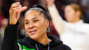 Dawn Staley Epically Leaned Into LSU Joke With Three-Letter Message on Sweatshirt