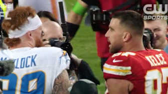 Mics Caught Travis Kelce Giving Some Thoughtful Advice to a Chargers Rookie