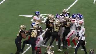 Saints and Giants Scuffle After Tommy DeVito Takes a Big Hit