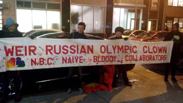Protestors allege NBC silence on Russian gay-rights violations