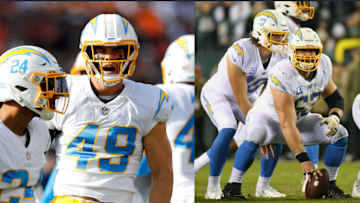 Chargers C Corey Linsley and LB Drue Tranquill Before Game to Las Vegas