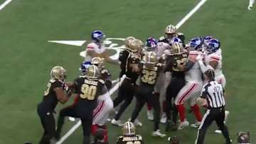 Saints and Giants Scuffle After Tommy DeVito Takes a Big Hit