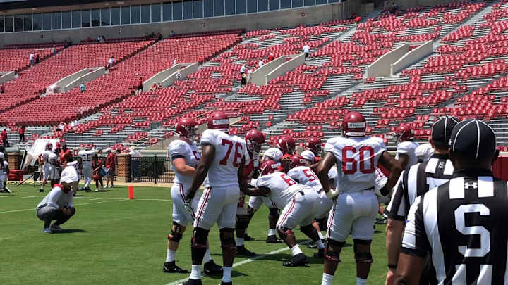 Alabama shakes up offensive line for scrimmage