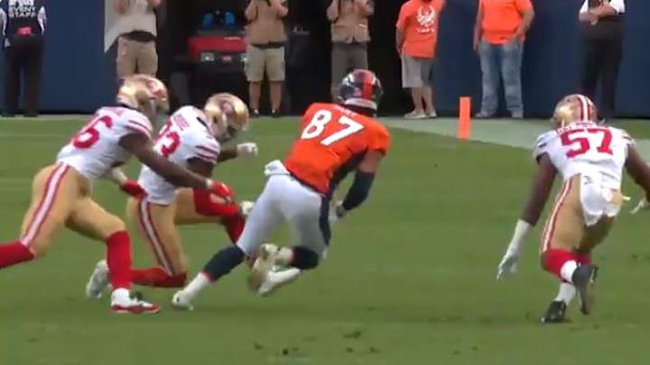 Broncos' TE Noah Fant exits Niners' game with injury, questionable to return