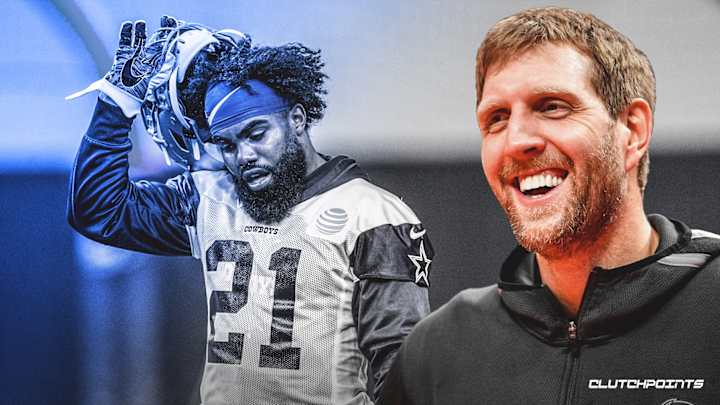 Dirk enjoyed his DFW Airport greeting - until he realized it was for Cowboys star Ezekiel Elliott