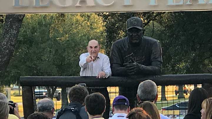 LSU legend Skip Bertman honored with statue outside Alex Box Stadium