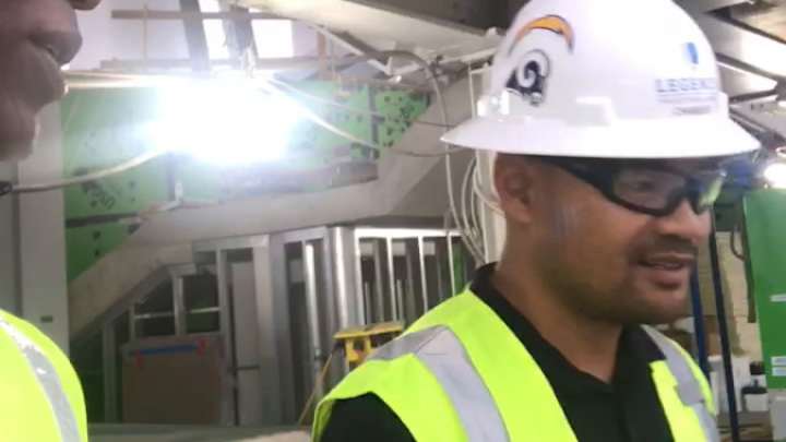 Watch - Eric Dickerson learns about the new technology in the Rams' Stadium