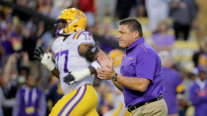 LSU coach Ed Orgeron on Next "Opponent" and Team Bye Week Plans