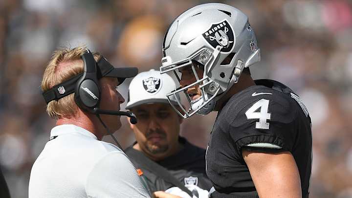 Jon Gruden Defends Derek Carr, Says Antonio Brown's Departure Impacted Offense Jon Gruden Defends Derek Carr, Says Antonio Brown's Departure Impacted Offense